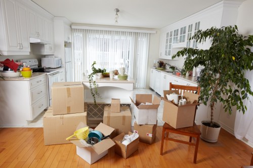 A local commercial move with labelled boxes and office furnishings