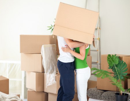 Careful loading of household items for a local apartment move