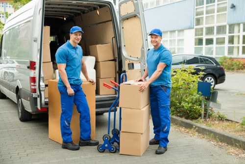 Packed household items prepared for a local move in Bethnalgreen