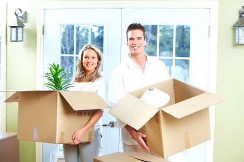 Packed student belongings ready for removals and transport
